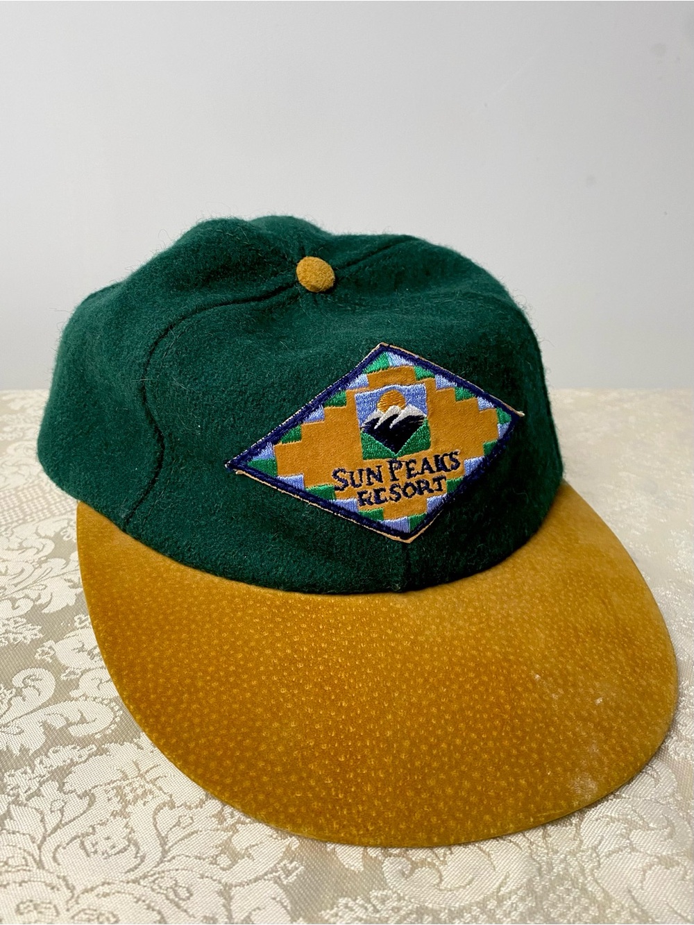 Green Wool Cap with Mustard Brim